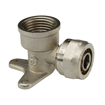 Угольник комбинированный, AQUATTRO, обжим х ВР(F), латунь, с креплением