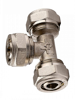 Тройник, AQUATTRO, обжимной, латунь