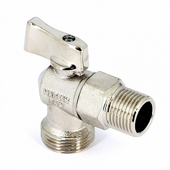 Кран сантехнический угловой TIM НхН, руч (MM1/2"), отраж, никел [1/60]