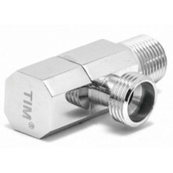 Кран сантехнический угловой TIM с отражателем НхН, круг руч (MM1/2"), хром [1/50]