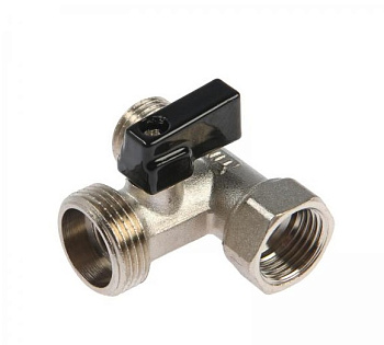 Кран трехходовой (стиральной машины) TIM компакт ВxНхН, руч (F1/2" x M3/4" x M1/2"), никел [25/100]