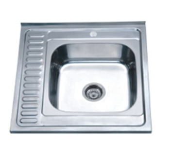 Мойка нержавеющая накладная AQUATTRO 600х600х180х0,8, с сушилкой слева,квадрат,глянцевая[1/10]