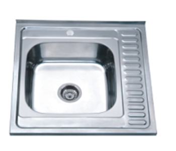 Мойка нержавеющая накладная AQUATTRO 600х600х180х0,8, с сушилкой справа,квадрат,глянцевая[1/10]