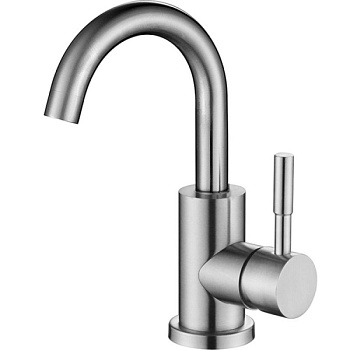 Смеситель для умывальника OUTE T40301 одноруч, высокий излив, гайка, нерж [1/10]