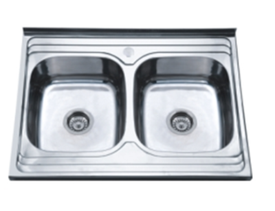 Мойка нержавеющая накладная AQUATTRO 800х600х180х0,8, квадрат, двойная, матовая[1/7]