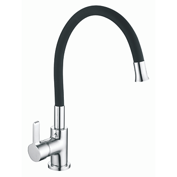 Смеситель для кухни OUTE T9113B-2 одноруч, с гибким изливом, гайка, нерж, черн [1/10]