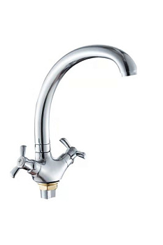 Смеситель для кухни AQUATTRO Q01-1851 двуруч, с высок изливом 24 см, гайка, без подводки [1/10]