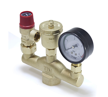 Группа безопасности, TIM, ВР(F), 1", 3 атм, для котла, классик, латунь[1/16]