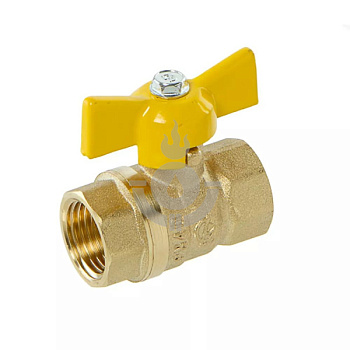 Кран шаровой для газа ГАЛЛОП FF (ВР-ВР) 1/2" DN-15 PN 40 СТАНДАРТ 230, бабочка латунь [1/60]
