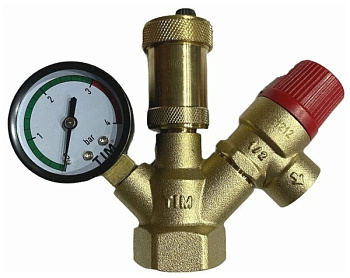 Группа безопасности, TIM, ВР(F), 1", 3 атм, для котла, мини, без накид гайки[1/24]