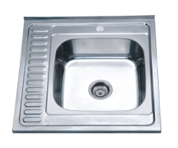 Мойка нержавеющая накладная AQUATTRO 600х600х180х0,8, с сушилкой слева,квадрат,матовая[1/10]