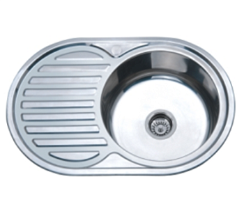 Мойка нержавеющая врезная AQUATTRO 770х500х160х0,6, с сушилкой слева,овальная,матовая[1/12]