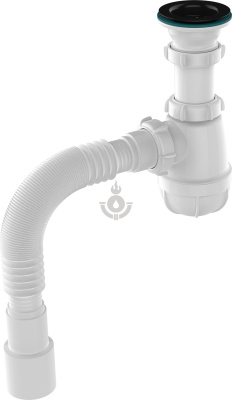 Сифон для кухни AQUATTRO 1 1/2"х40 гофротруба 40х40/50, чёрная решётка [1/30]