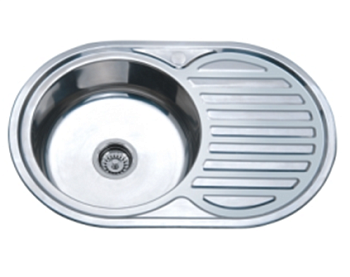 Мойка нержавеющая врезная AQUATTRO 770х500х160х0,6, с сушилкой справа,овальная,матовая[1/12]