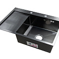 Мойка нержавеющая врезная OKATANA c сушилкой слева,квадрат,графит