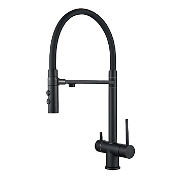 Смеситель для кухни OUTE T61403BK-300 одноруч,с выс гиб изл,с магн фикс излива,вых фильтр,черн[1/5]