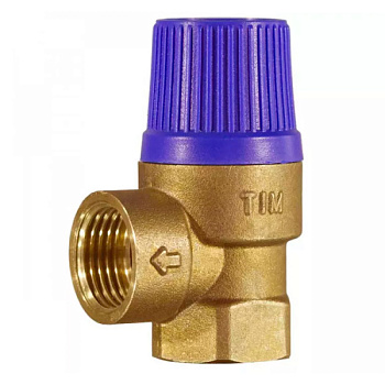 Клапан предохранительный мембранный, TIM, ВР(F), 1/2"х3/4", 6 атм, синий, латунь[10/60]
