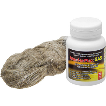 Комплект паста уплотнительная MasterFlax GAS газ, 70 г + лён [3/42]