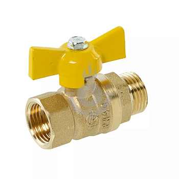 Кран шаровой для газа ГАЛЛОП FM (ВР-НР) 1/2" DN-15 PN 40 СТАНДАРТ 231, бабочка латунь [1/60]