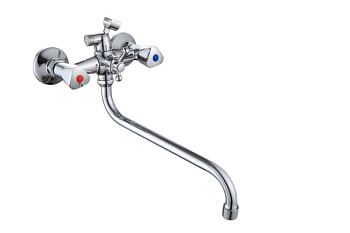 Смеситель для ванны AQUATTRO Q01-1501 двуруч, круг изл35 см, повор перекл,б/лейки и шл [1/10]