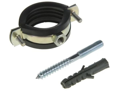 Хомут сантехнический AQUATTRO в комплекте со шпилькой и дюбелем