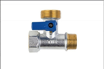 Кран трехходовой (стиральной машины) TIM ВxНхН, руч (F1/2" x M3/4" x M1/2"), никел [1/60]