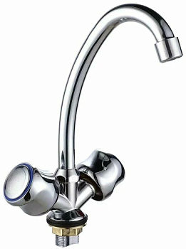 Смеситель для кухни RAINSBERG R6413F двуруч, с высоким изливом, гайка, без подводки [2/20]