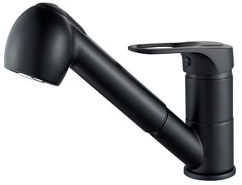 Смеситель для кухни ALOUTE A3133Н одноруч,с длин излив 22см,гайка,выдвиж лейка,черн мат[1/10]