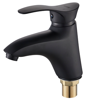 Смеситель для умывальника ALOUTE A0101H одноруч,с корот изливом,гайка,эко-алюм,черн мат[1/10]