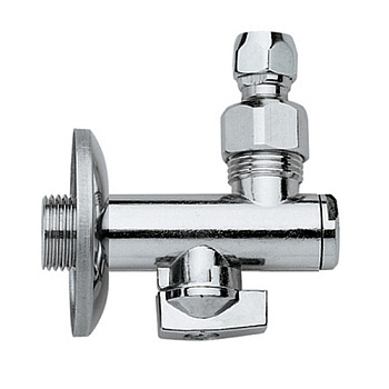 Кран сантехнический угловой с фильтром TIM НхН, руч (M1/2" x M10),шар для смесителя,отраж,хром[1/50]