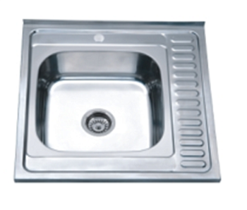 Мойка нержавеющая накладная AQUATTRO 600х600х180х0,8, с сушилкой справа,квадрат,матовая[1/10]