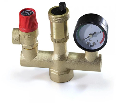 Группа безопасности, TIM, ВР(F), 1", 3 атм, для котла, компакт, латунь[1/20]