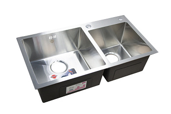 Мойка нержавеющая врезная OKATANA 780х430х210x0.8, квадрат двойная сатин [1/3]