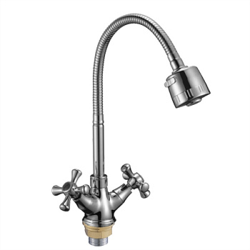Смеситель для кухни OUTE T8713B-8 двуруч, с высоким изливом 35 см, гибкий, гайка [1/12]
