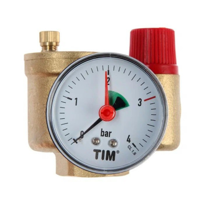 Группа безопасности, TIM, ВР(F), 1", 3 атм, для котла, компакт, латунь[1/12]