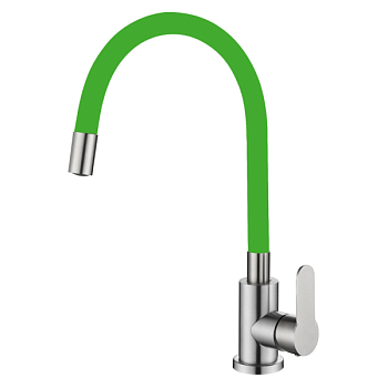 Смеситель для кухни OUTE T40193B-7 одноруч, с высоким изливом 21 см, гайка, зелен, нерж [1/10]