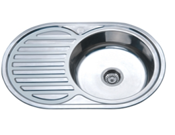 Мойка нержавеющая врезная AQUATTRO 770х500х160х0,6, с сушилкой слева,овальная, глянцевая[1/12]