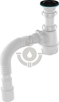 Сифон для кухни AQUATTRO 1 1/2"х40 гофротруба 40х40/50, чёрная решётка [1/30]
