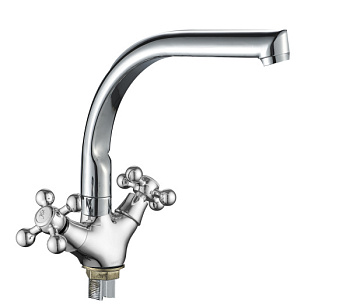 Смеситель для кухни AQUATTRO Q01-1951 двуруч, с высок изливом 18 см, гайка, б/подводки [1/10]