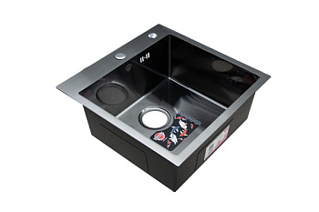 Мойка нержавеющая врезная OKATANA 500х500х200х0,8, квадрат графит [1/4]