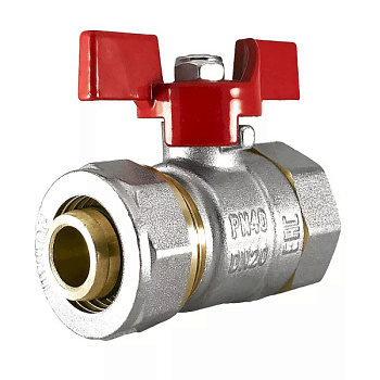 Кран шаровой, AQUATTRO, обжим, латунь, бабочка