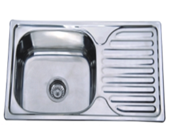 Мойка нержавеющая врезная AQUATTRO  760х420х180х0,8, с сушилкой справа,квадрат,глянцевая[1/10]