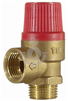 Клапан предохранительный мембранный, TIM, ВР(F)хНР(M), 1/2", 1,5 атм, красный, латунь[10/60]