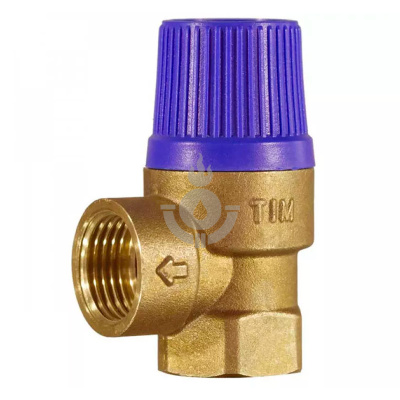 Клапан предохранительный мембранный, TIM, ВР(F), 3/4"х1", 6 атм, синий, латунь[10/60]