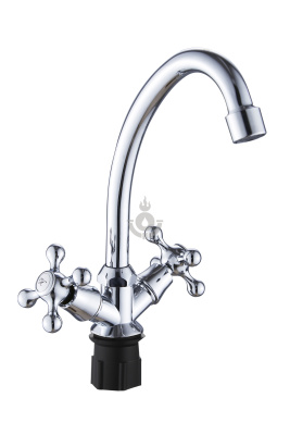 Смеситель для кухни AQUATTRO Q01-1451 двуруч, выс изл12см, гайк, б/подводки [2/20]