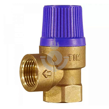 Клапан предохранительный мембранный, TIM, ВР(F), 1/2"х3/4", 6 атм, синий, латунь[10/60]