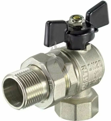 Кран шаровой TIM DN-20 PN40 ВхН(FM-американка 3/4"), усил, черн баб, никель[11/44]