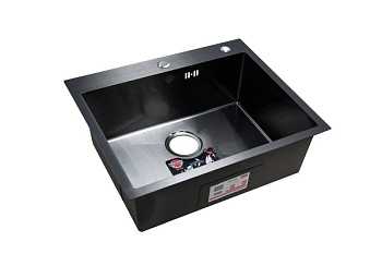 Мойка нержавеющая врезная OKATANA 600х500х200х0,8, квадрат графит [1/4]