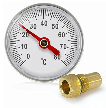 Термометр TIM 1/4" компакт, с гильзой 0-80°С [1/210]