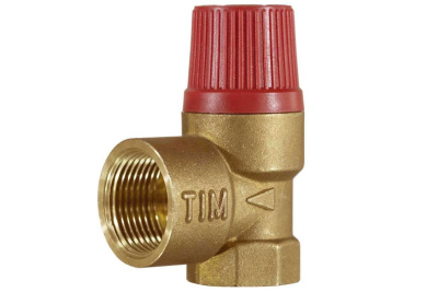 Клапан предохранительный мембранный, TIM, ВР(F), 3/4"х1", 8 атм, красный, латунь[10/60]